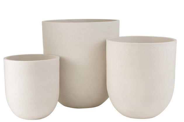 Outdoor - Set de 3 cache-pots ronds en céramique en haut blanc 3272