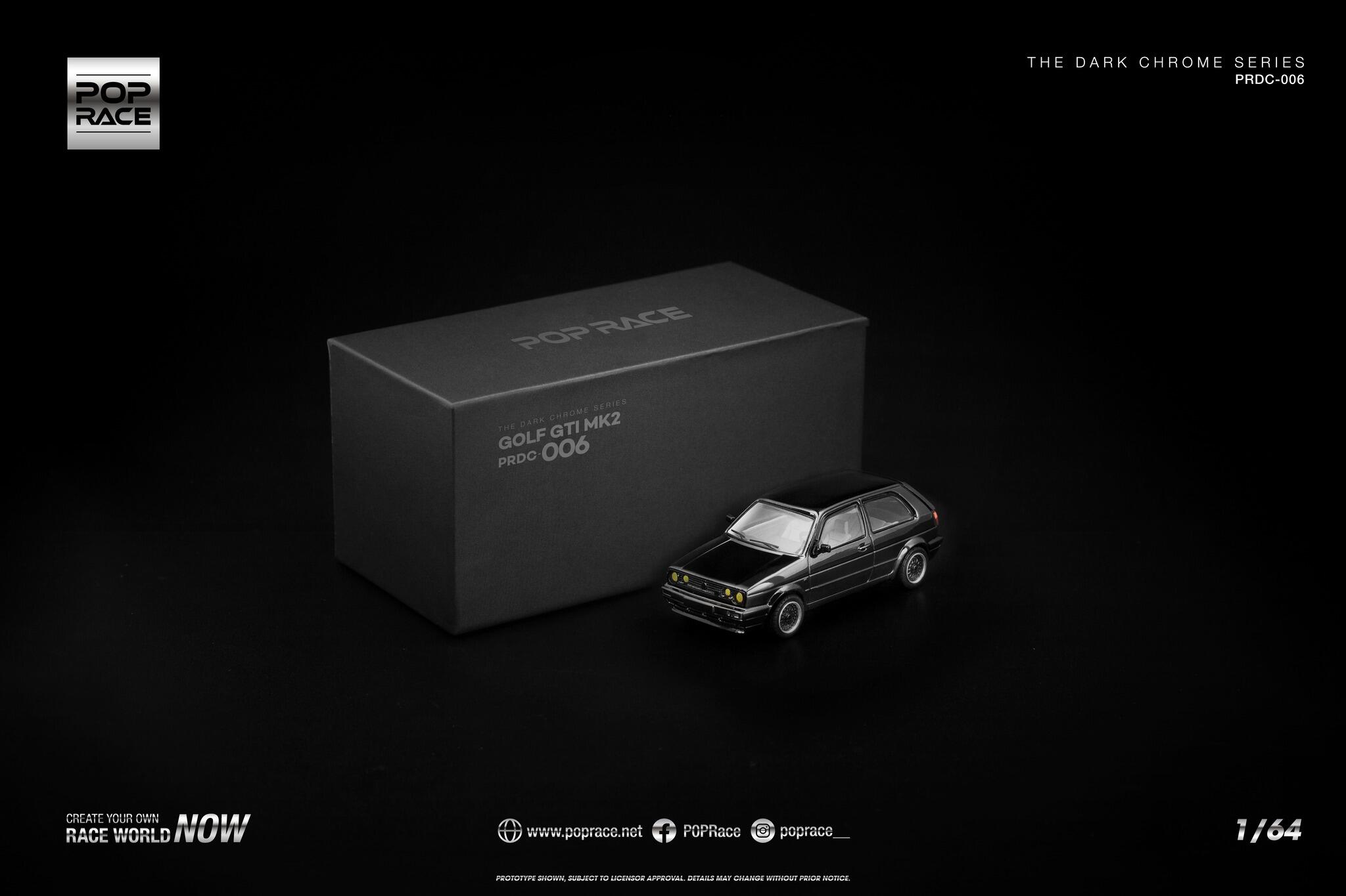 [Vorbestellbar] Pop Race - #PRDC-006 - Golf GTI MK2 - The Dark Chrome Series - 1/64