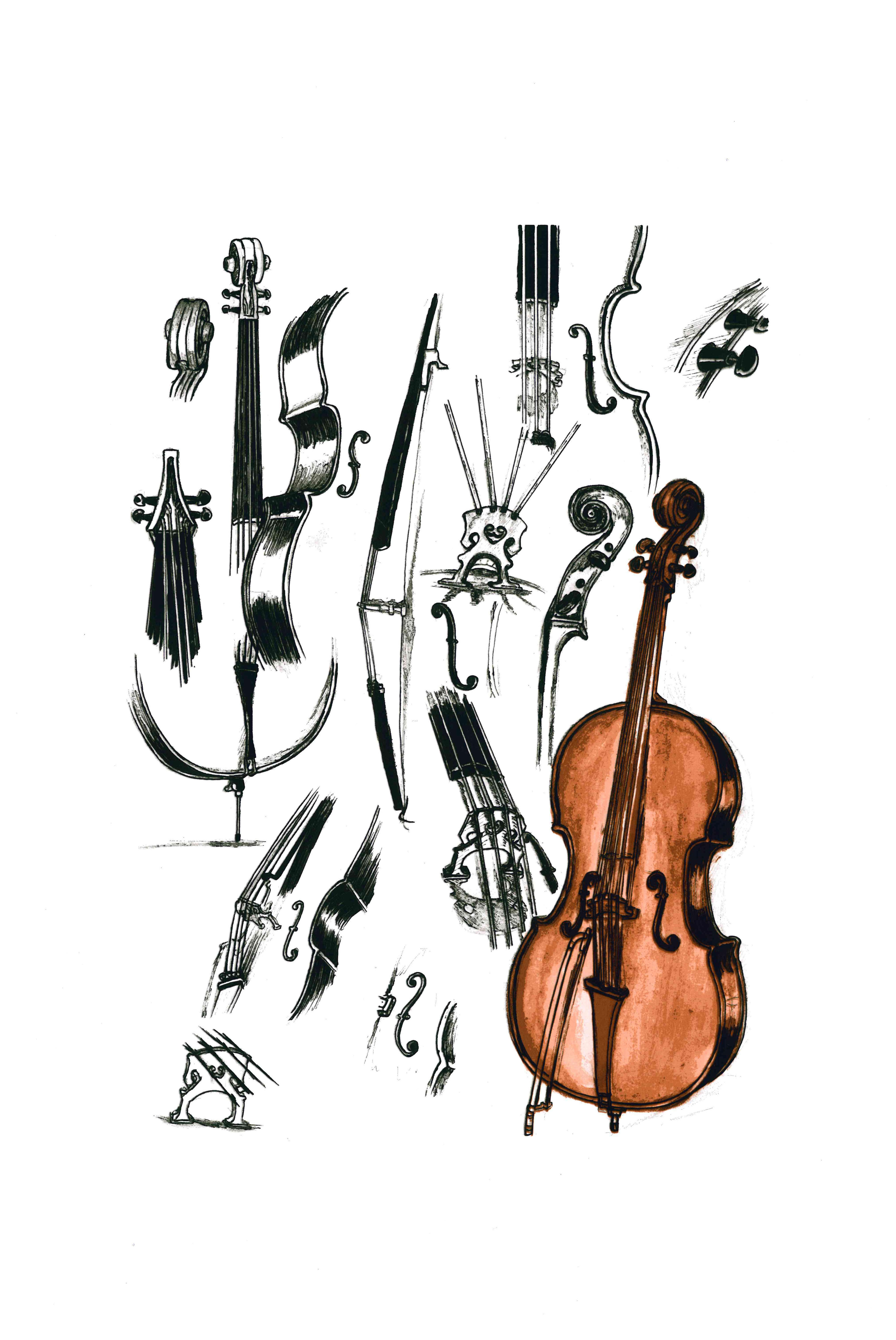 "Cello" - serigraphy, art screen printing 