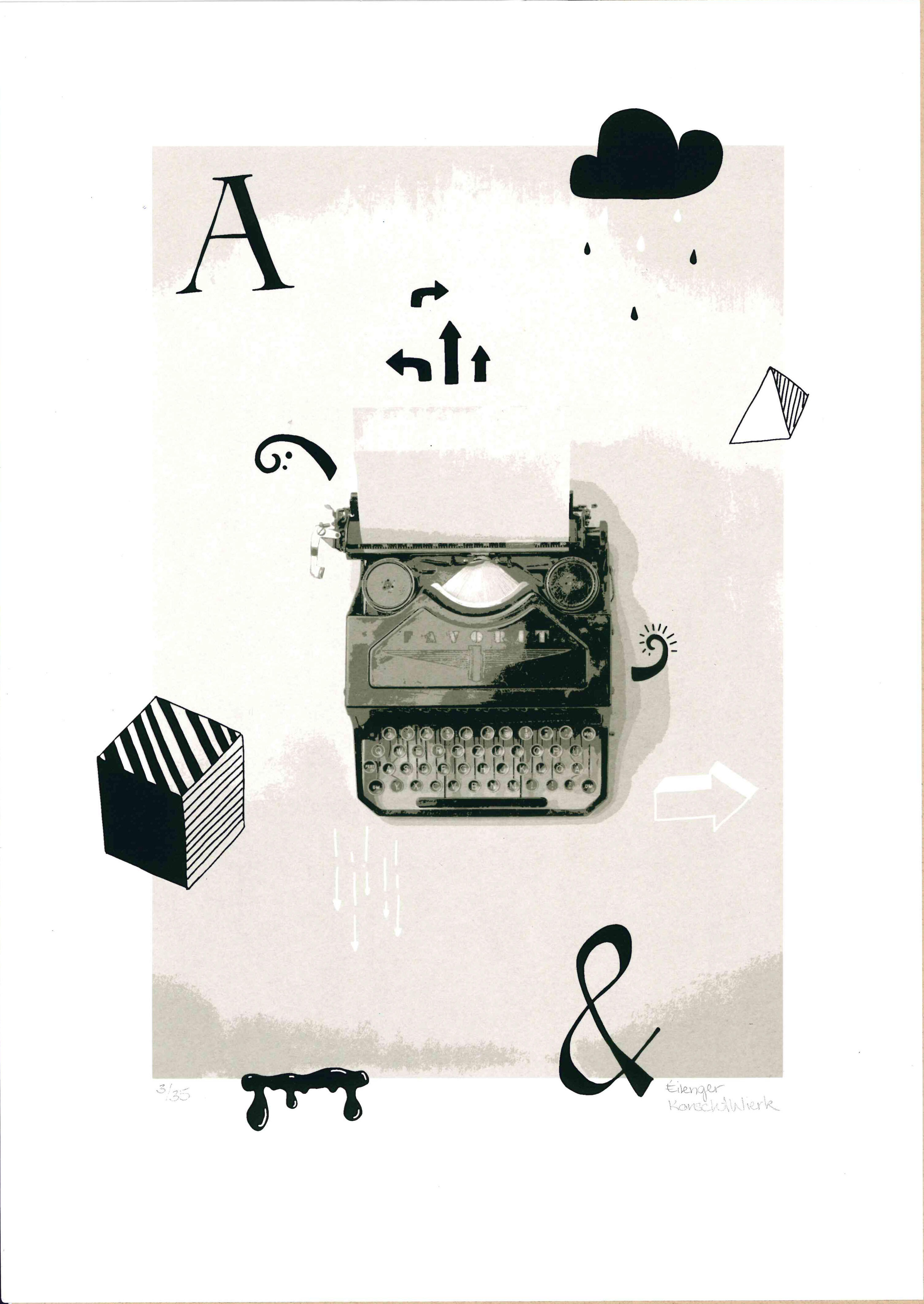 « Typewriter » Screen printed art 