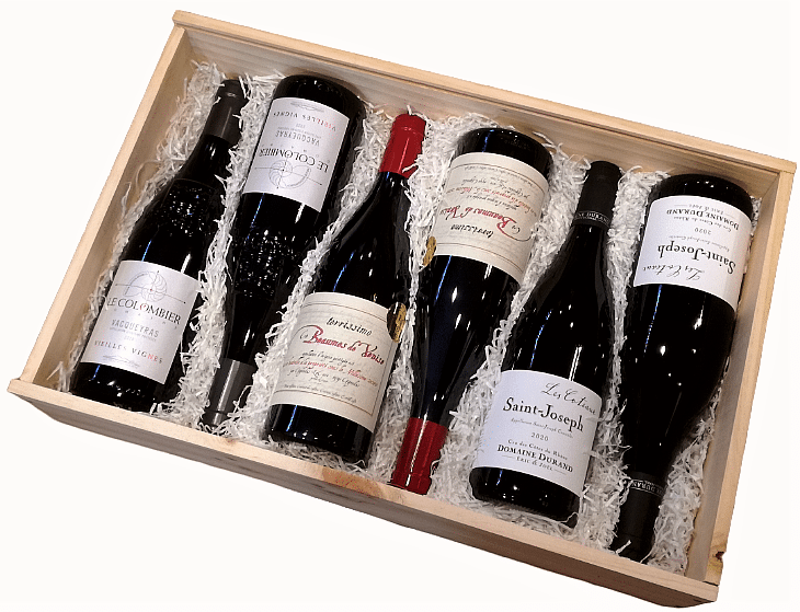 Caisse Bois Cadeau Vins de la Vallée du Rhône 