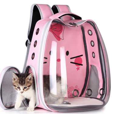 Pink Kitty Love atmungsaktiver Haustier-Rucksack