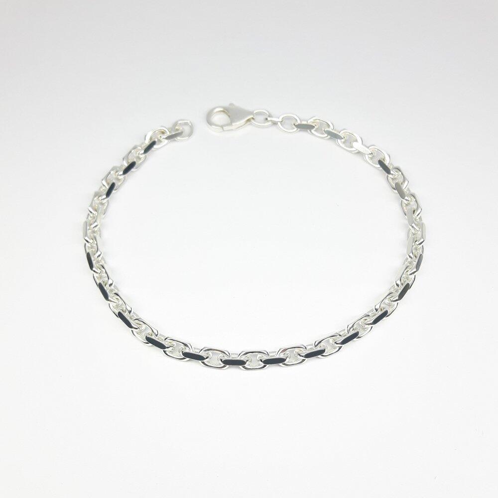 Diamond-cut bracelet, solid 925 silver, 21cm long Ø4.0mm.