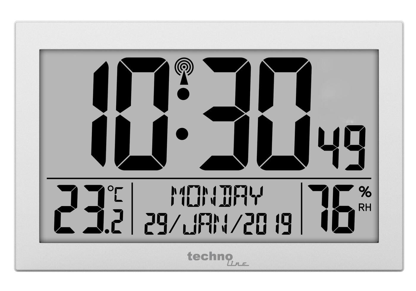 Technoline radio-controlled wall clock WS 8016 silver