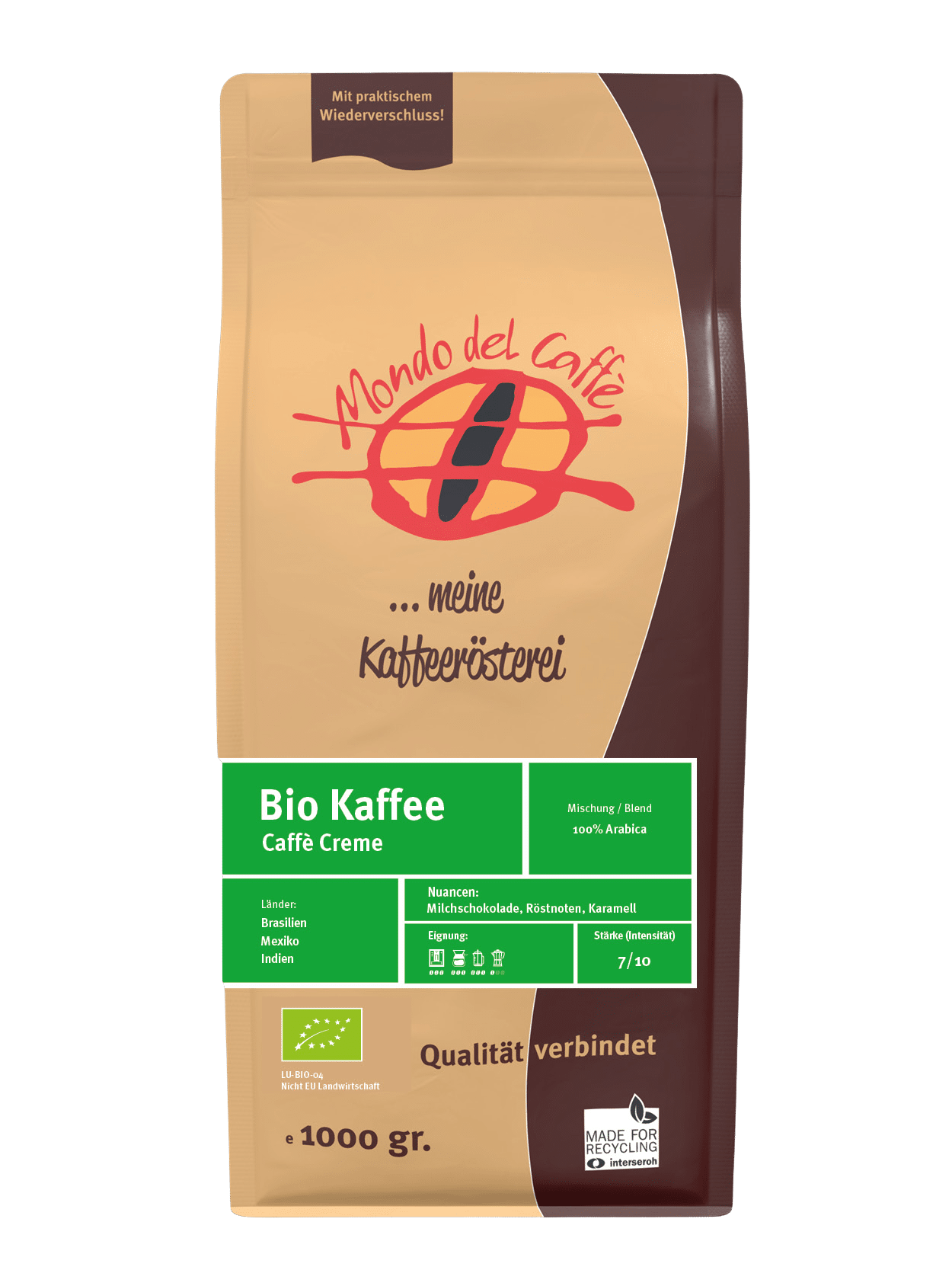 BIO Caffè Crema Correct (Organic coffee, 100% Arabica)