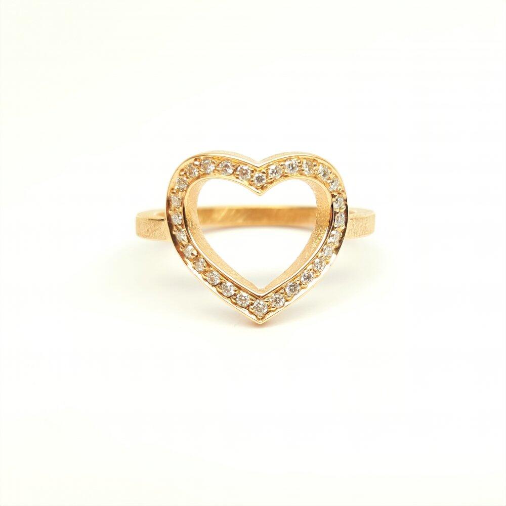 Sweetheart" ring, 18kt rose gold and diamonds.