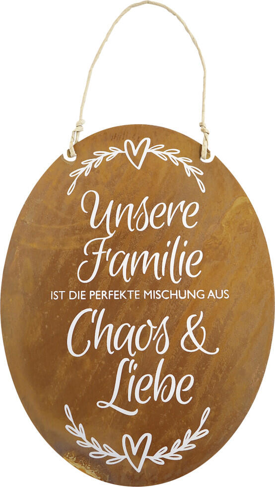 Badeko decorative board Chaos und Liebe 40 cm rust brown