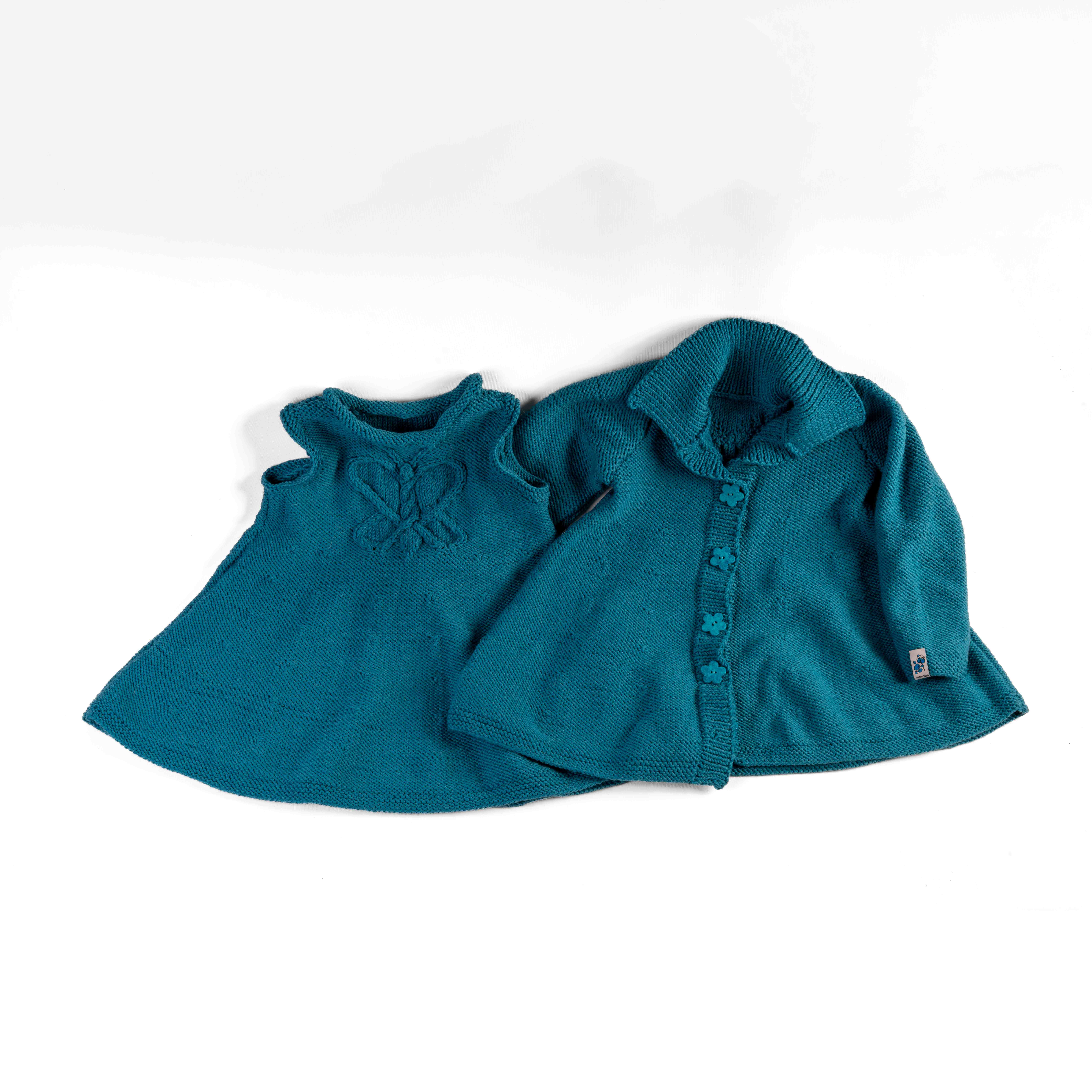 Tricoté à la main Set de la robe et du manteau assorti