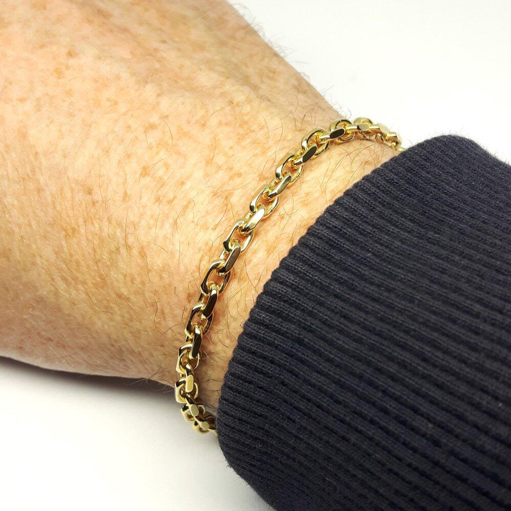 Armschmuck Anker diamantiert, 18kt Gelbgold massiv 19,5cm Ø4,9mm.