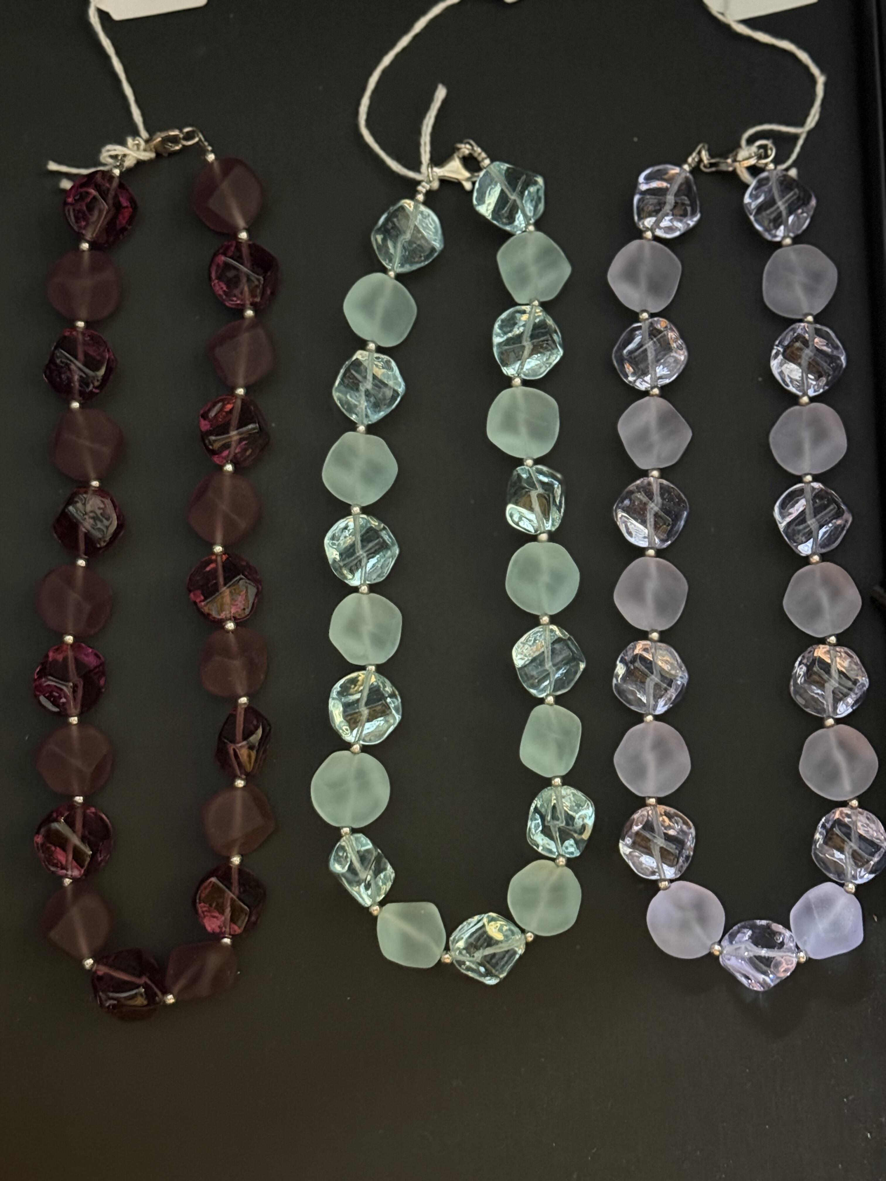Matte and Transparent Glass Bead Necklaces – An Elegant Mix of Shapes and Colors