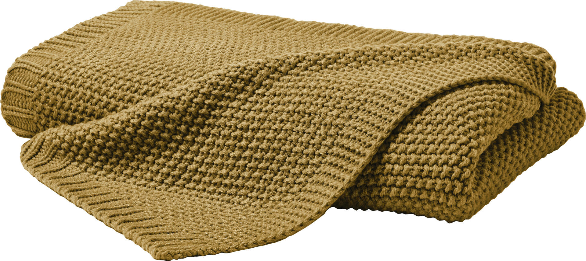 Couverture tricotée 130 x 170 cm moutarde