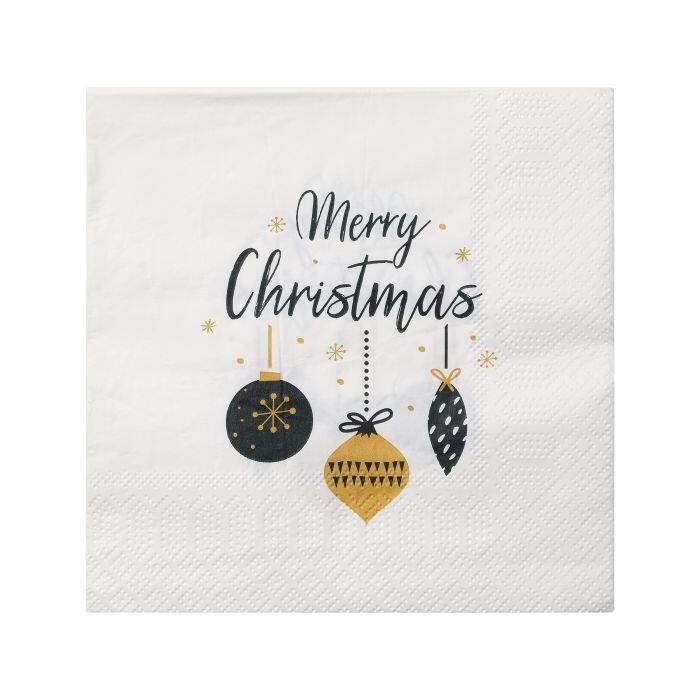 Eglo Napkins Merry Christmas Kugeln white 16.5 x 16.5 cm - Pack of 20