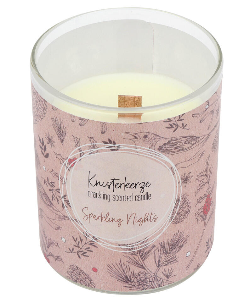 Steinhart crackling candle with fragrance Sparkling Nights Ø 6.5 x 7.9 cm in a glass jar white