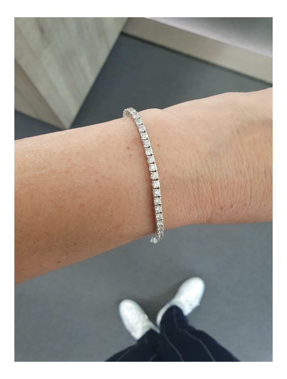 Armband Fluss 4.68ct (60 Diamanten von 0.078ct) Weißgold 18.0cm G VS1 , 12.8gr, Hochsicherheitsschließe, Doppel-8, handgefertigt