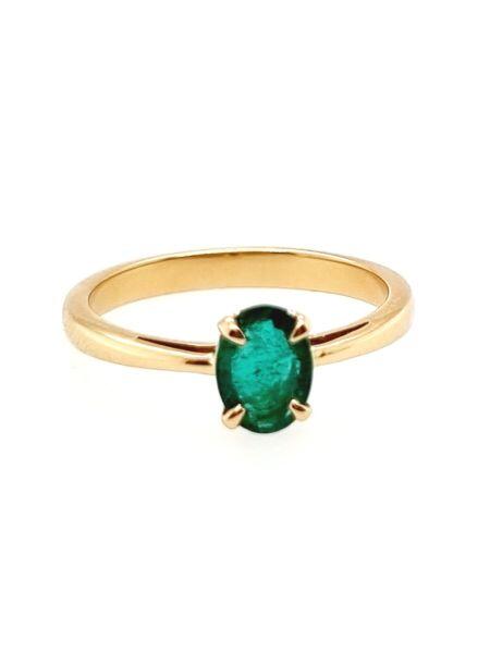 # 18k yellow gold solitaire ring with 0.62ct emerald