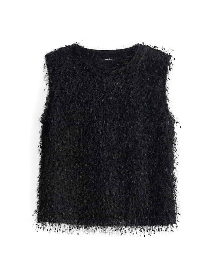 Top with a lightweight feather-look, black - Ufeah