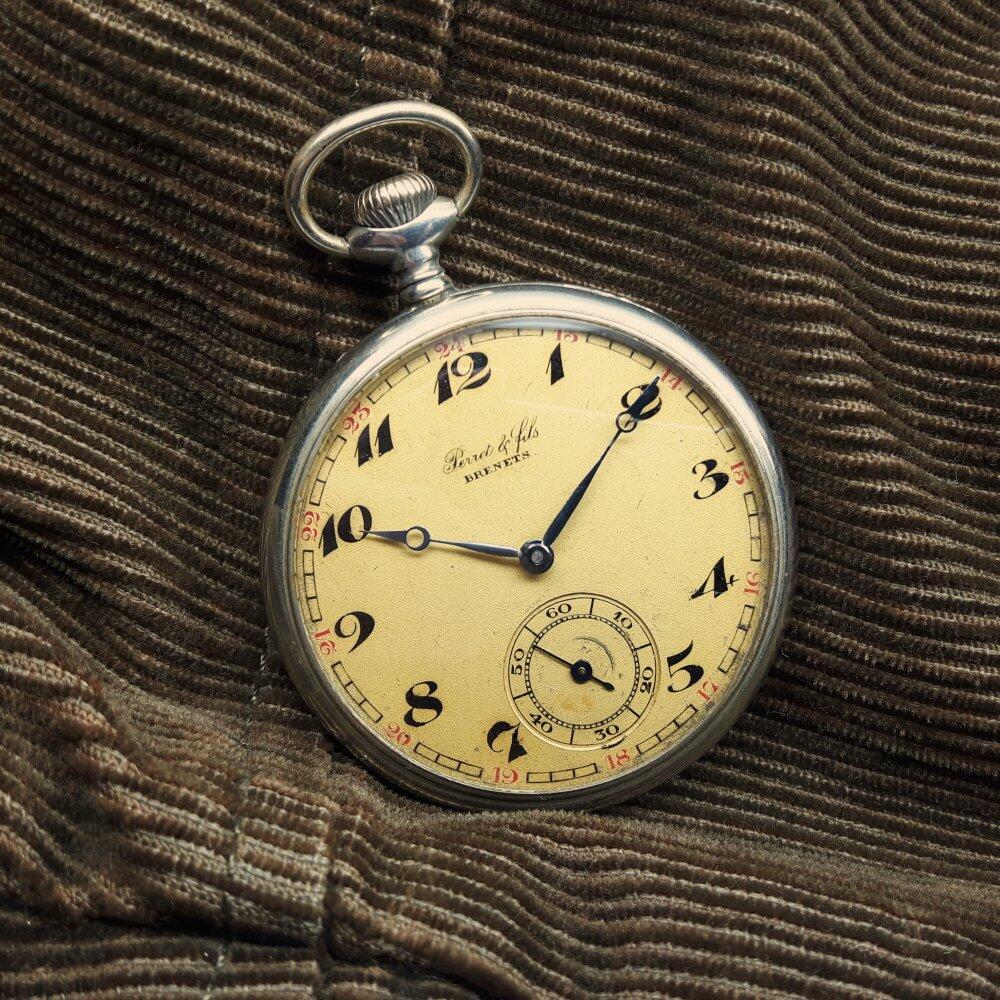 Montre de poche suisse - Perret & Fils - Brenets -. Vintage des années 1920, bon état.