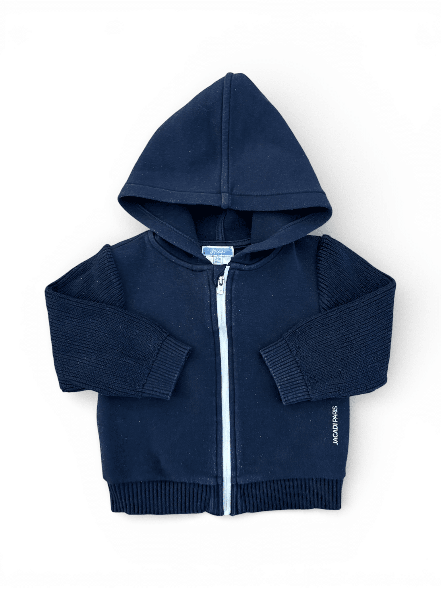 Jacadi marineblaues Kapuzen-Sweatshirt mit Reißverschluss (24M / 88)