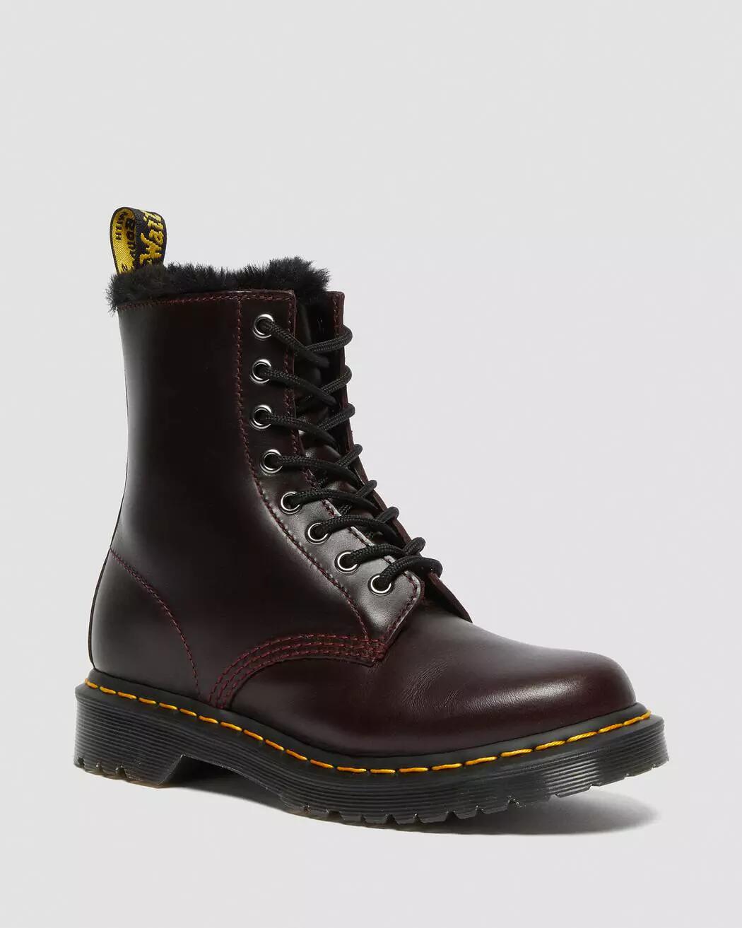 Dr. Martens Filled boots 1460 SERENA BLACK FUR OXBLOOD Letzshop