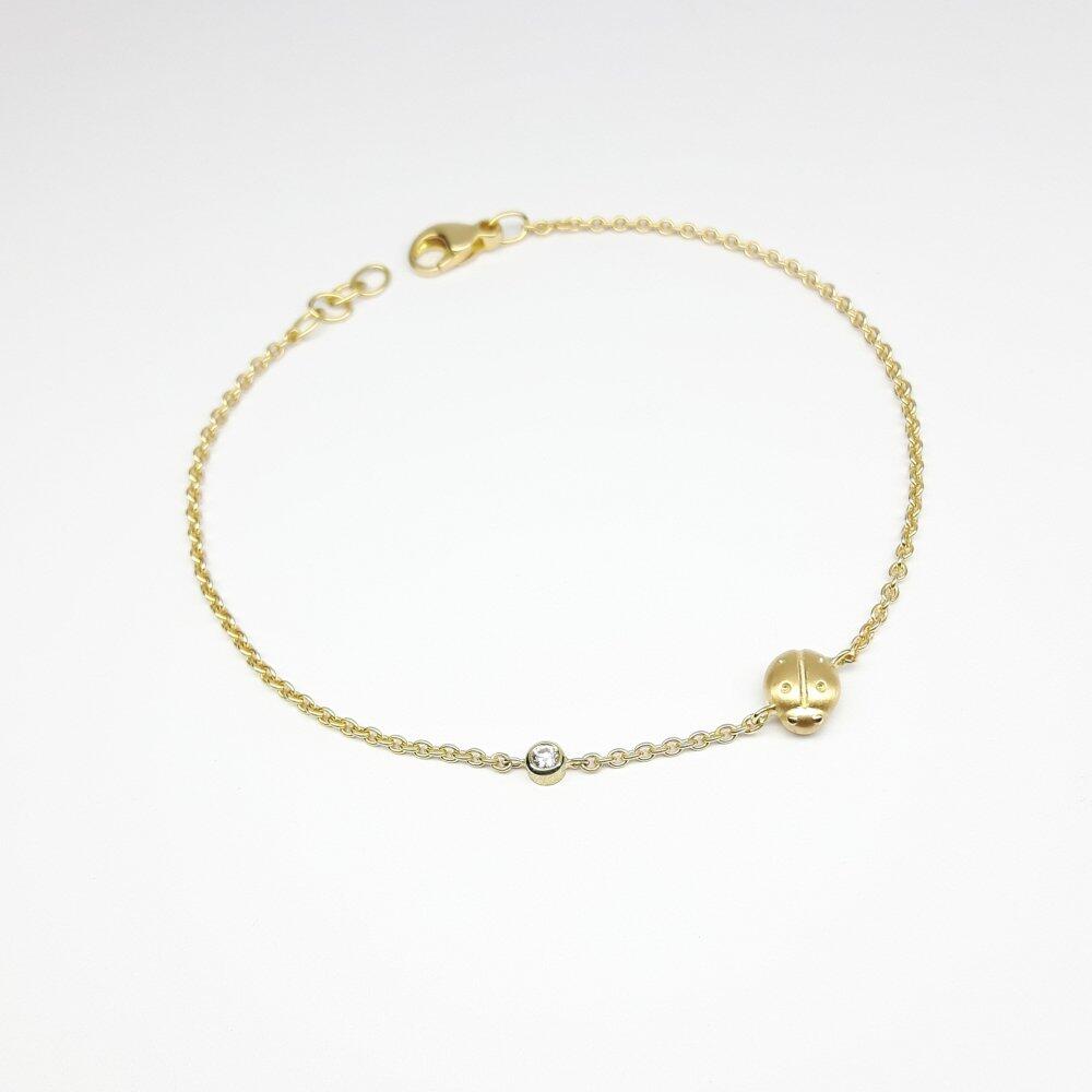 "Ladybug", Armkettchen aus 18kt Gelbgold und Diamant.