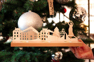 Bougie chauffe-plat panorama du Luxembourg – Gëlle Fra, Palais, Philharmonie, Mudam