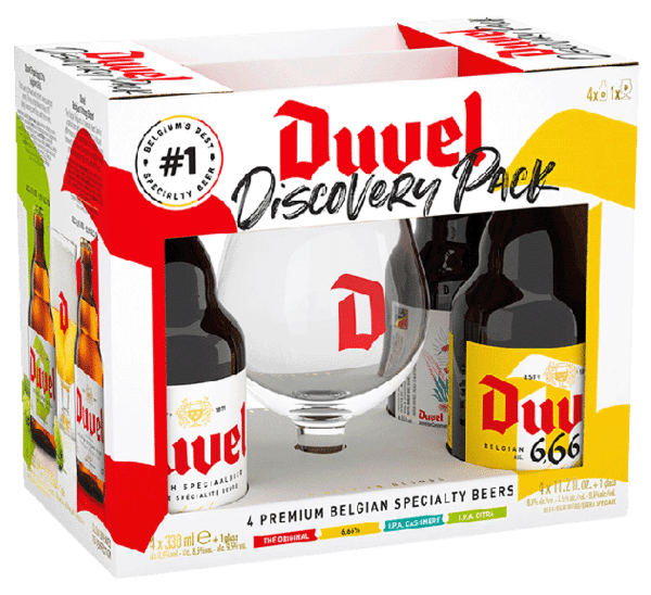 Entdecker-Set DUVEL 4x33 cl + 1 Glas