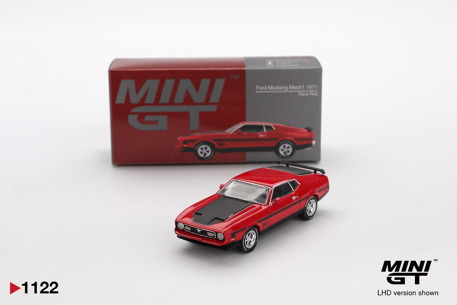 Mini GT - #MGT01122-L - 1971 Ford Mustang Mach 1 - Race Red - 1/64