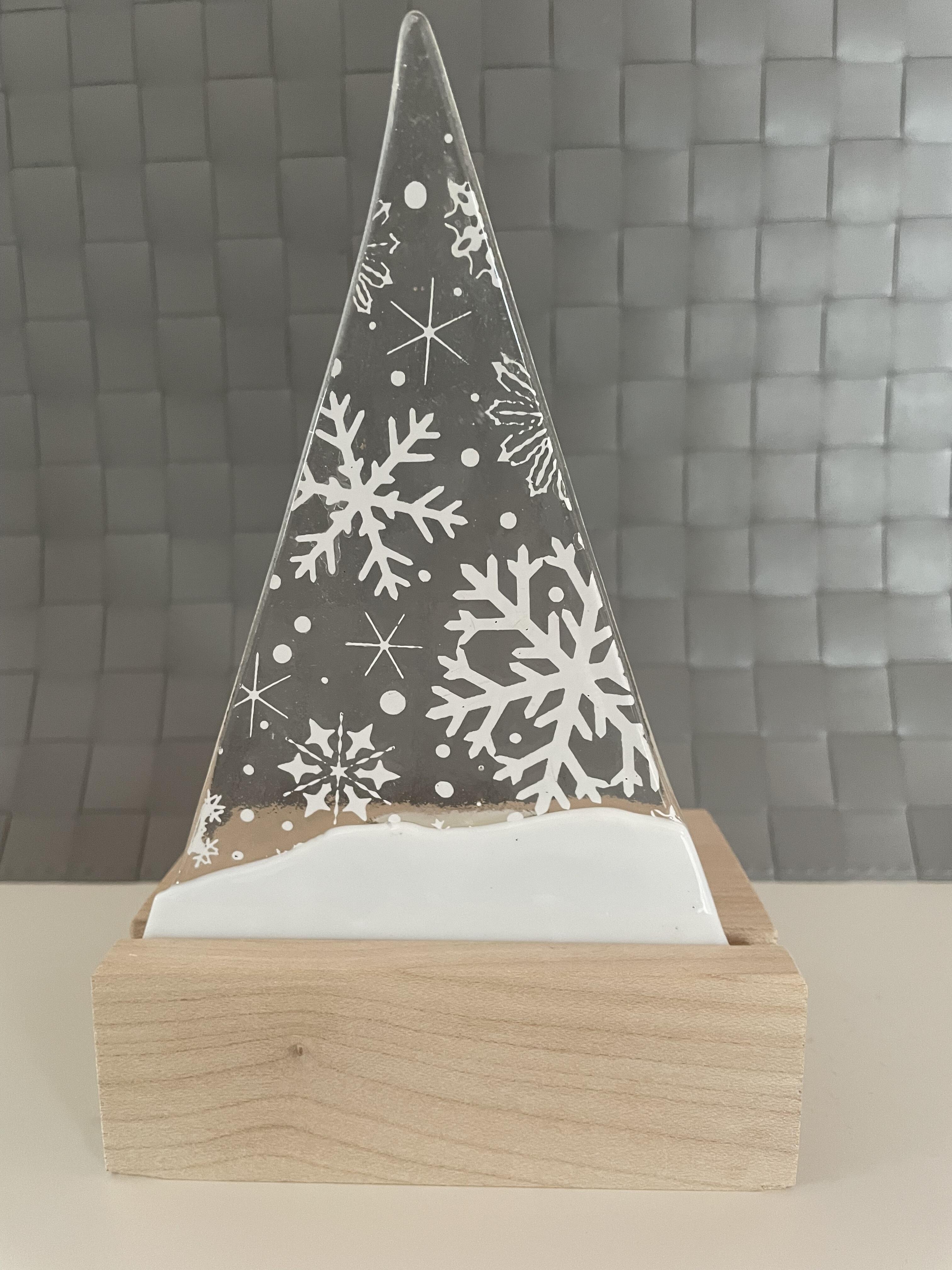 Arbre de Noël, motif sérigraphié au four, bougie chauffe-plat artisanale 