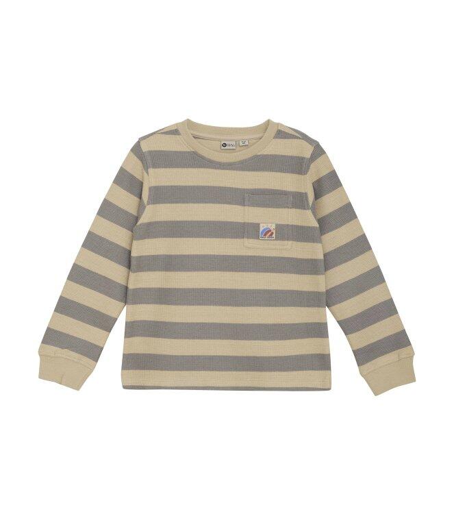 T-shirt à manches longues gris rayé, taille 122
