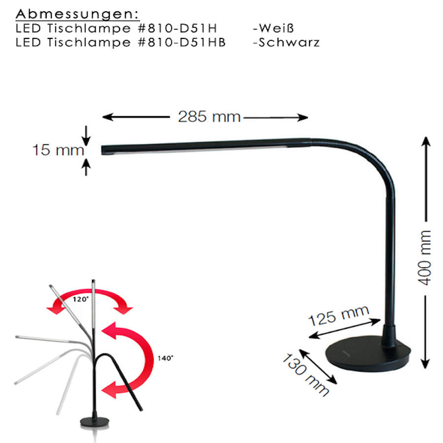 Diasonic DIASONIC D51B black desk lamp with USB charging Letzshop