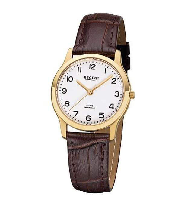 Regent Armbanduhr Armbanduhr Damen Lederarmband Braun Lederarmband