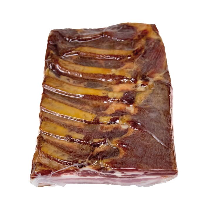 Meat products, dry salted lean bacon, half strip +/- 1.25 Kg