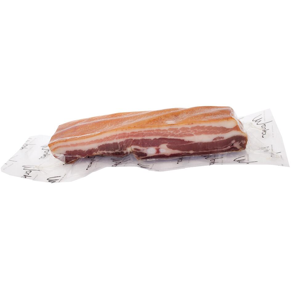 Meat products, dry salted lean bacon, one piece about 250 gr.