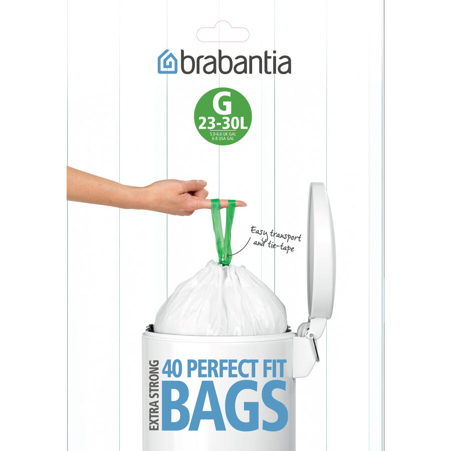 Brabantia sacs poubelle PerfectFit, J, 25 litres, 20 pièces