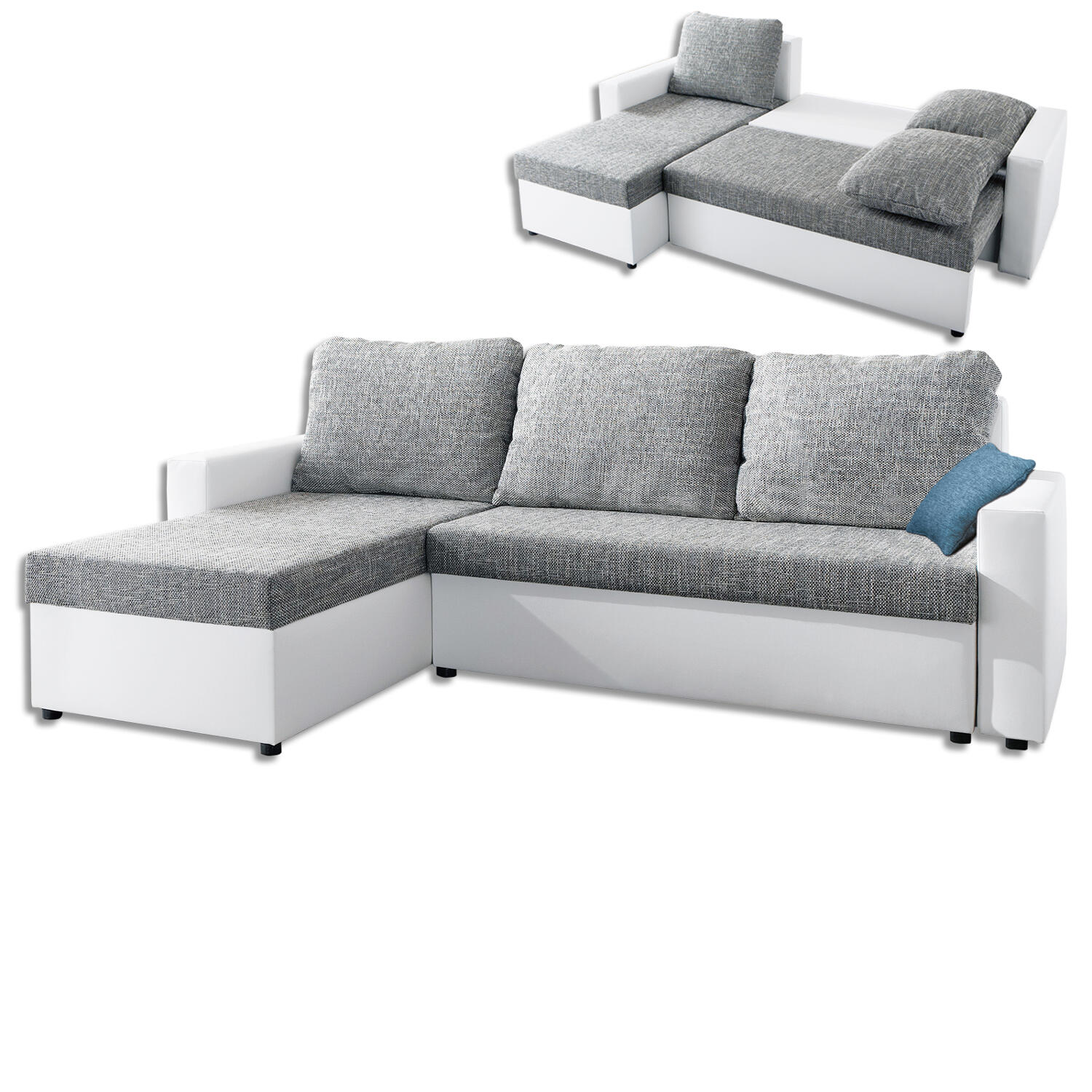 graven Maak leven Zachtmoedigheid Corner sofa - white-grey - reclining | Letzshop
