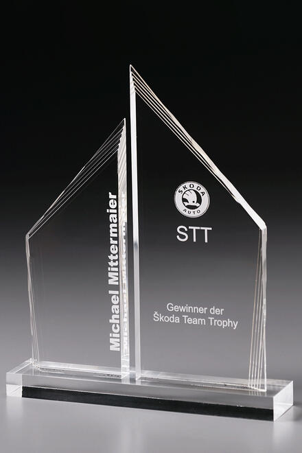 Double Tower Award 7460, 300mm, Acrylic clear Award including engraving