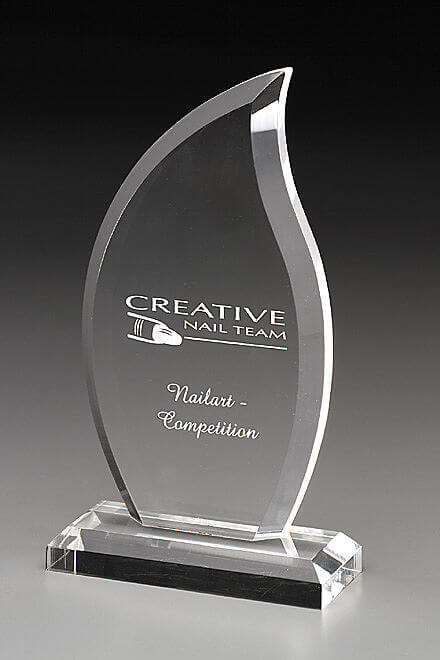 Flame Award 7467, Acrylic clear Award, gravure incluse, disponible en 3 tailles