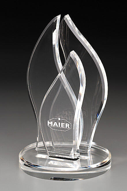 Triple Flame Award 7465, 230mm, Acrylic clear Award, gravure incluse