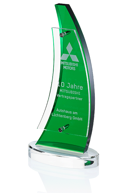 Emerald Wing Award 73402, Acrylic emerald, engraving included, available in 3 sizes