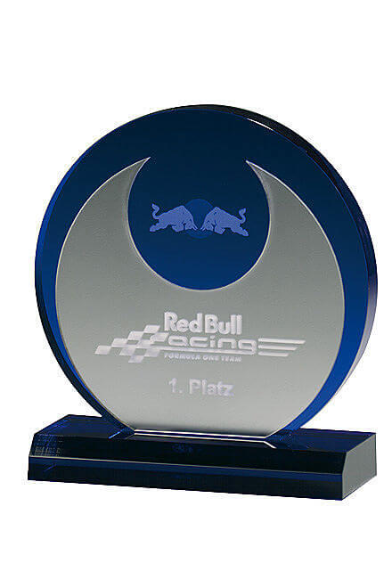 Angle Wing Trophy 7312, Acrylic indigo Ice, engraving included, available in 3 sizes