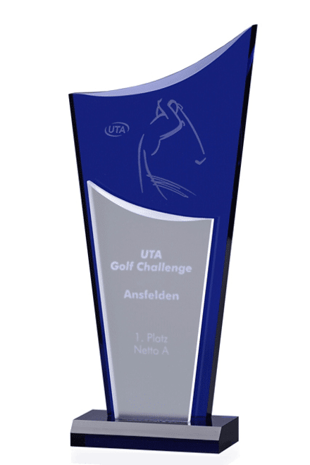 Indigo Drive Award 7301, Acrylic indigo Ice, engraving included, available in 3 sizes