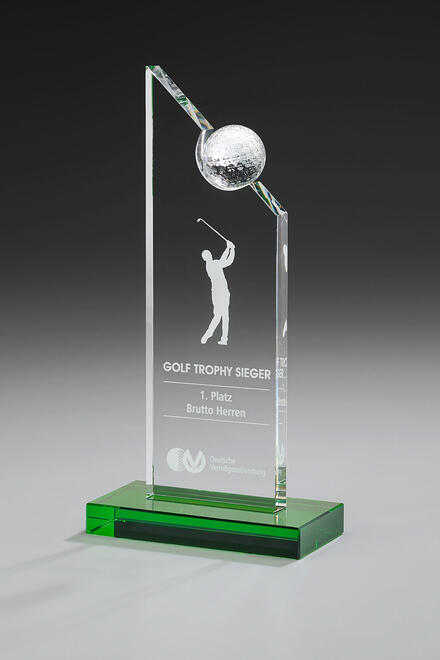 Fairway Award 79509, Crystal Emerald, engraving included, available in 3 sizes