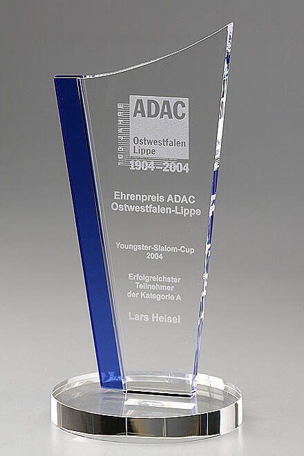 Crystal Drive Award 7951, Crystal Indigo, engraving included, available in 3 sizes