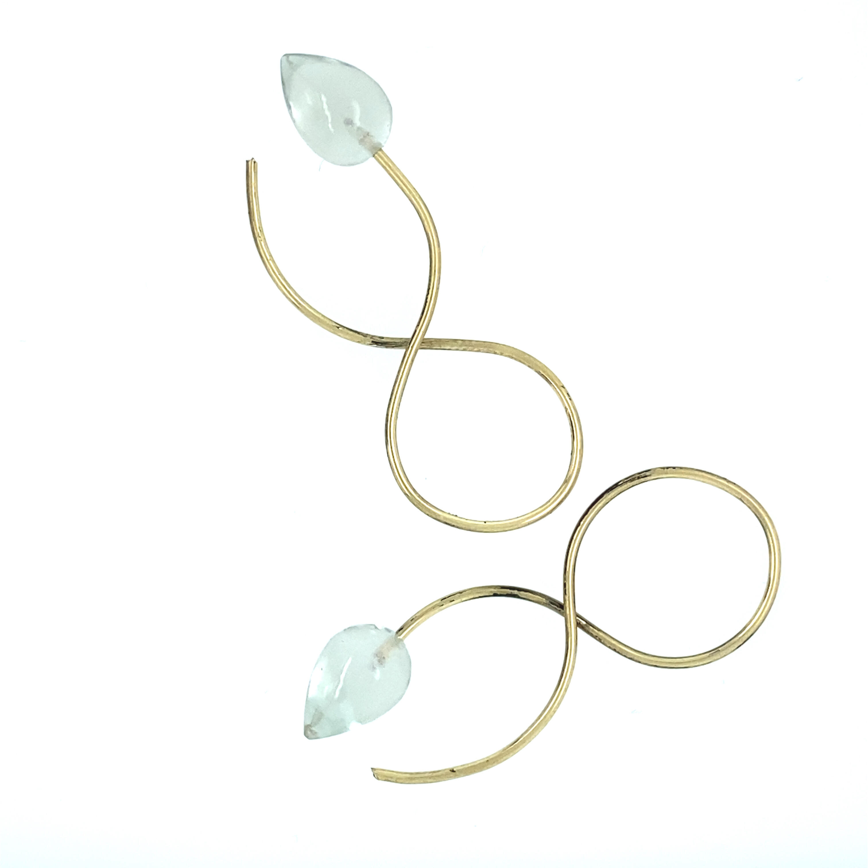 Boucles d`oreilles en or jaune 18 kt 750/- fairtrade avec Prasiolithe en forme de goutte