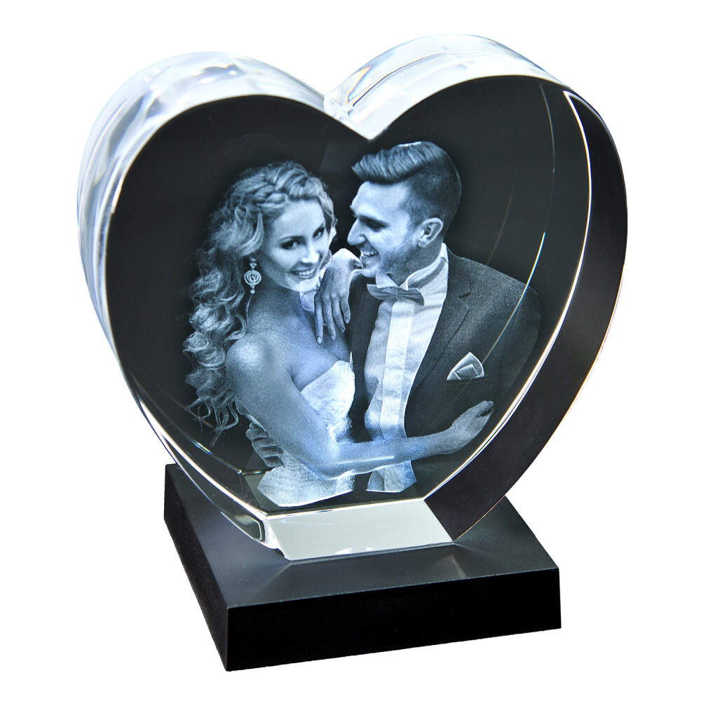 Cadre Photo Coeur En Verre Dépoli Fait Main - Cadeau Saint-Valentin Personnalisé - Fabriqué Au Royaume-Uni