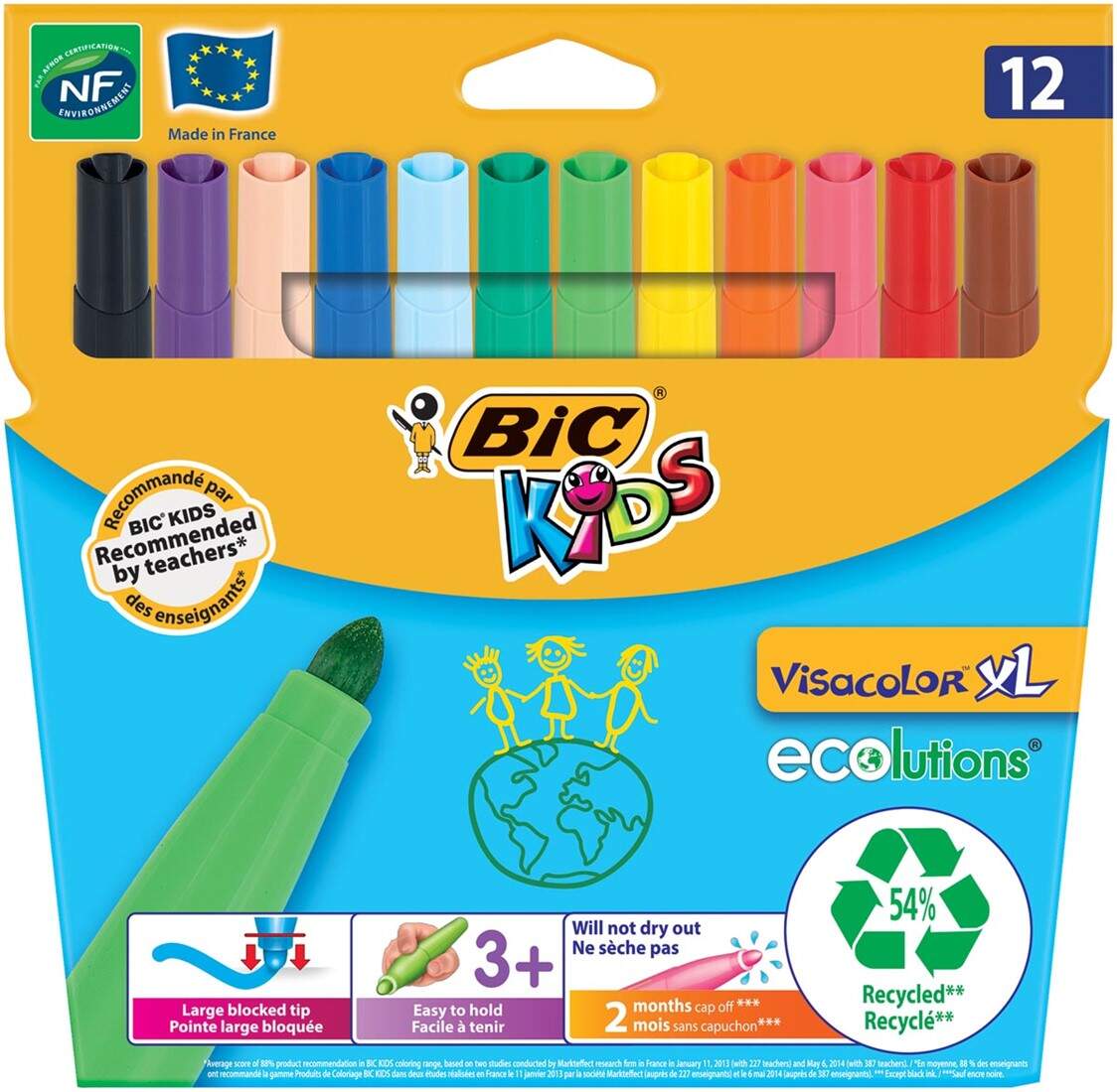 BIC 12 Feutres Pointe Large BIC Visacolor XL Ecolutions Letzshop