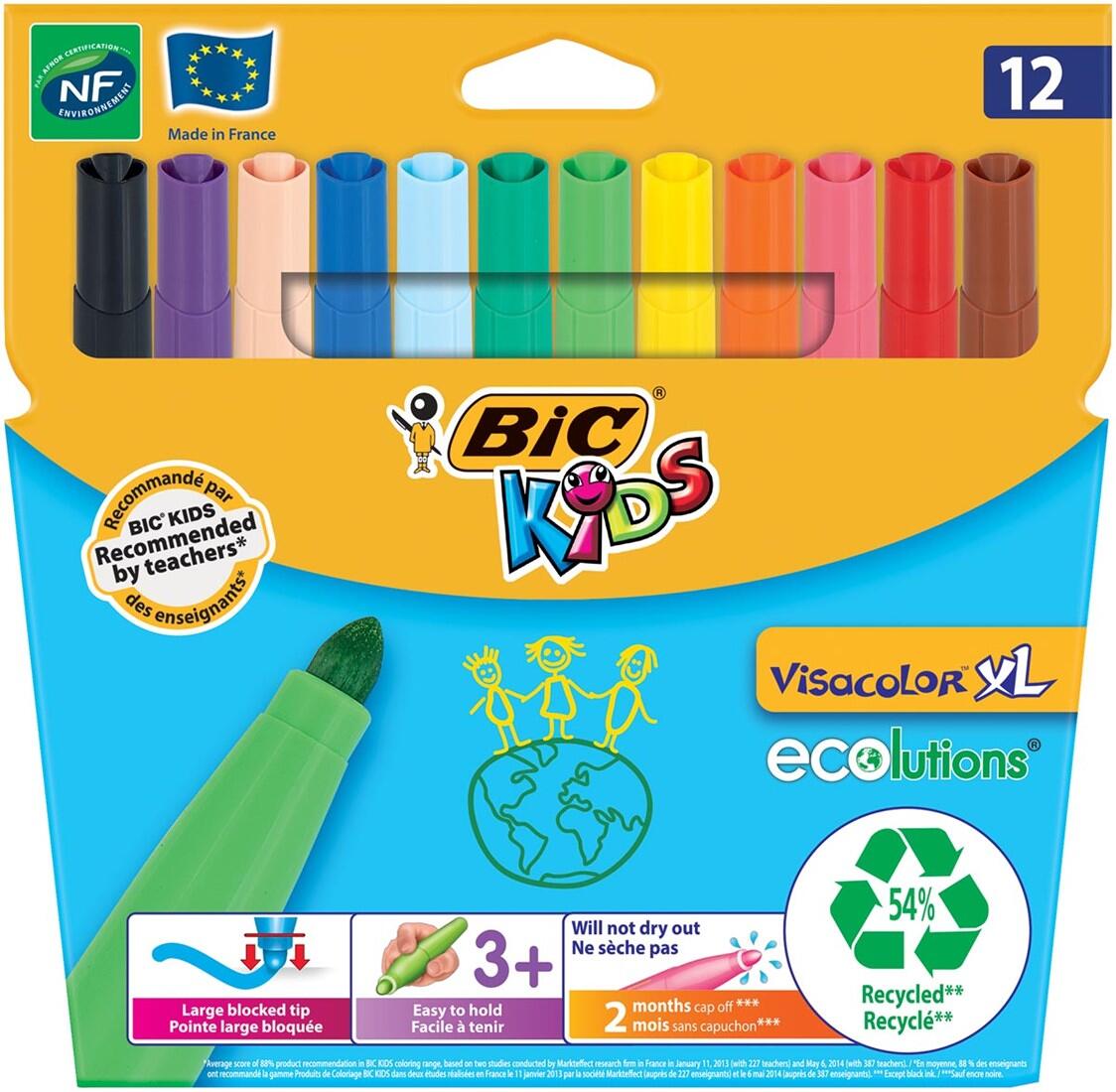 Feutre coloriage pébéo tissu pointe large adapté enfants couleurs assorties  pochette 12 unités