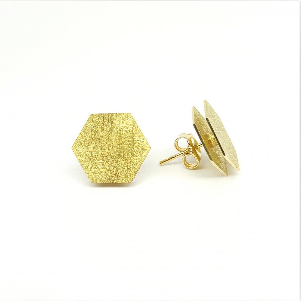 Ohrstecker "Hexagon" aus 18kt Gelbgold.