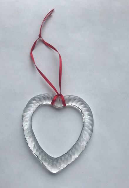 Glass heart decoration, handmade 