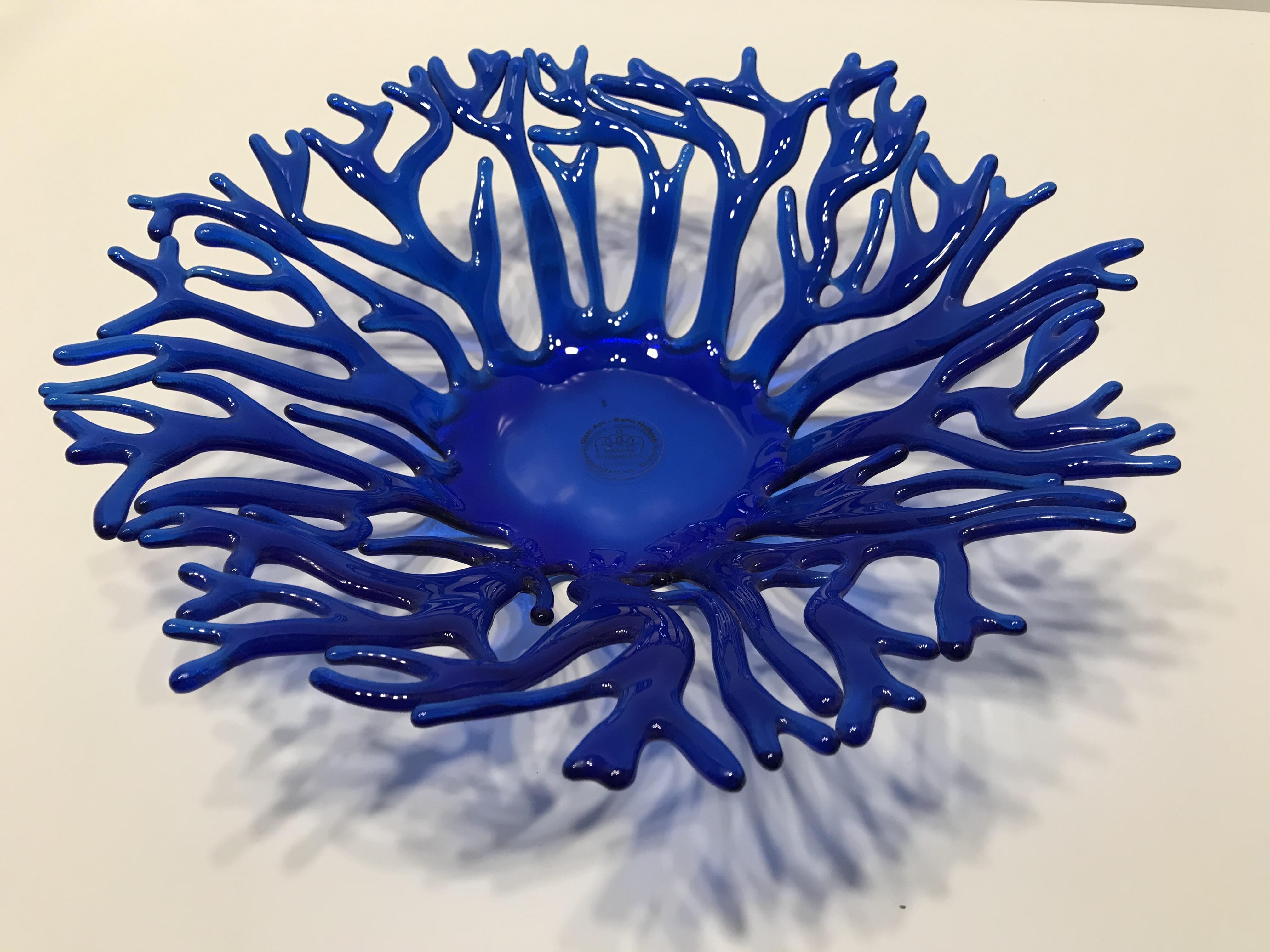 Blue glass bowl, single copy, handmade  